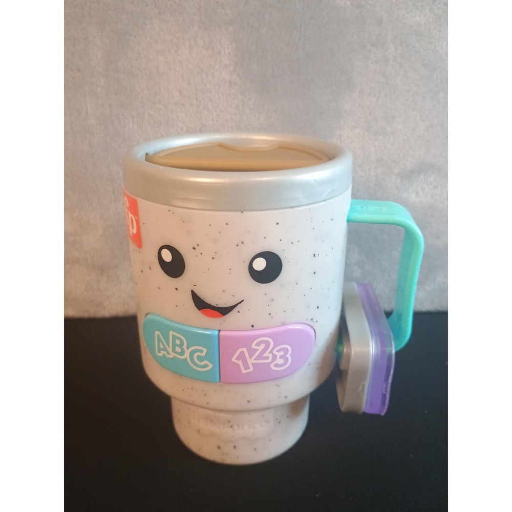 Fisher-Price Learning Coffee Cup Toy White ABC 123 Rattle Mug Numbers Letters